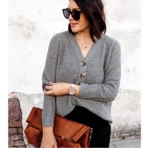 NWT Madewell Gray Lyle Henley Ribbed Knit Sweater